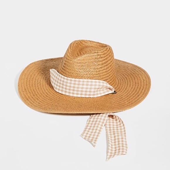Madewell Accessories - NWT Madewell Gingham Tie Straw Hat